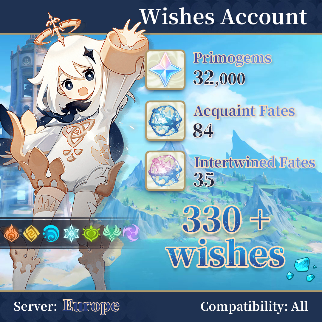 【Europe】Genshin Impact Accounts with 330+ Wishes