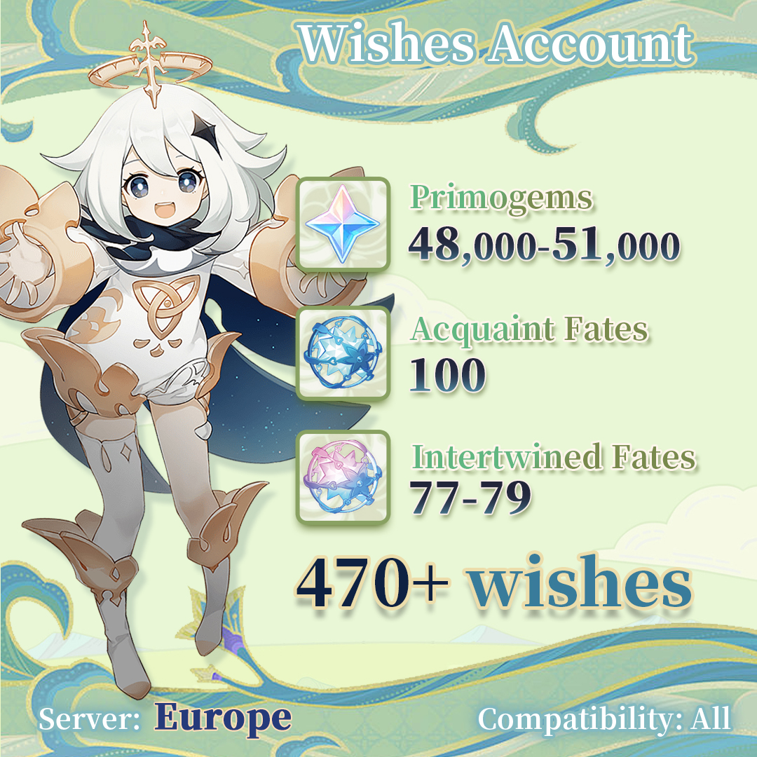 【Europe】Genshin Impact Accounts with 470+ wishes