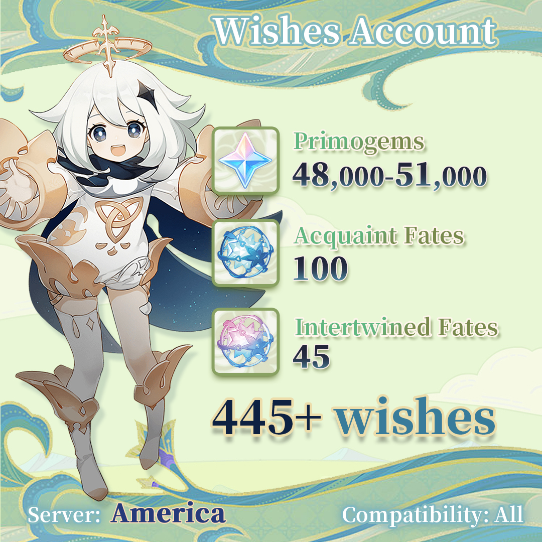 【America】Genshin Impact Accounts with 450+ wishes
