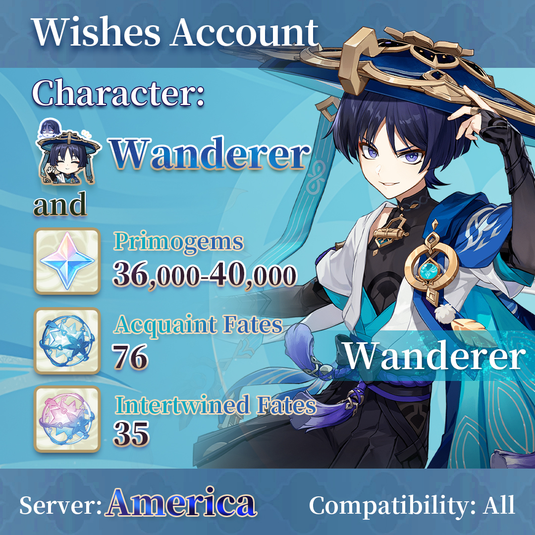 【America】Genshin Impact Wish Account with Wanderer