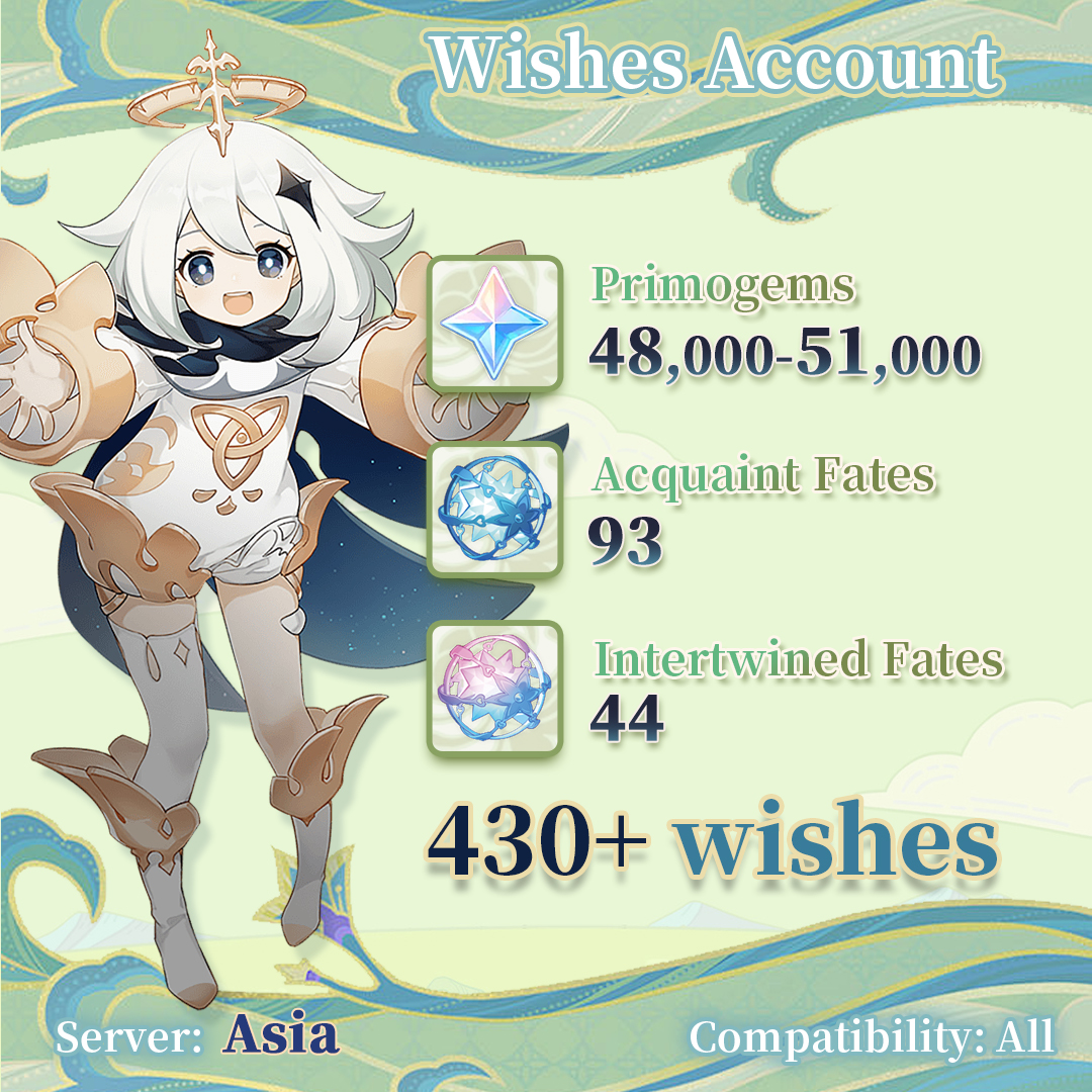 【Asia】Genshin Impact Accounts with 440+ wishes